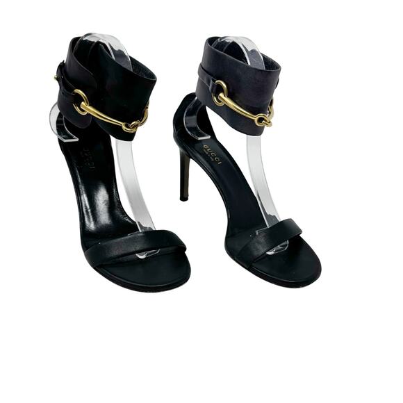 Gucci Black Ursula Horsebit Ankle Strap Heels – Size 37 (US 7) - Picture 1 of 10